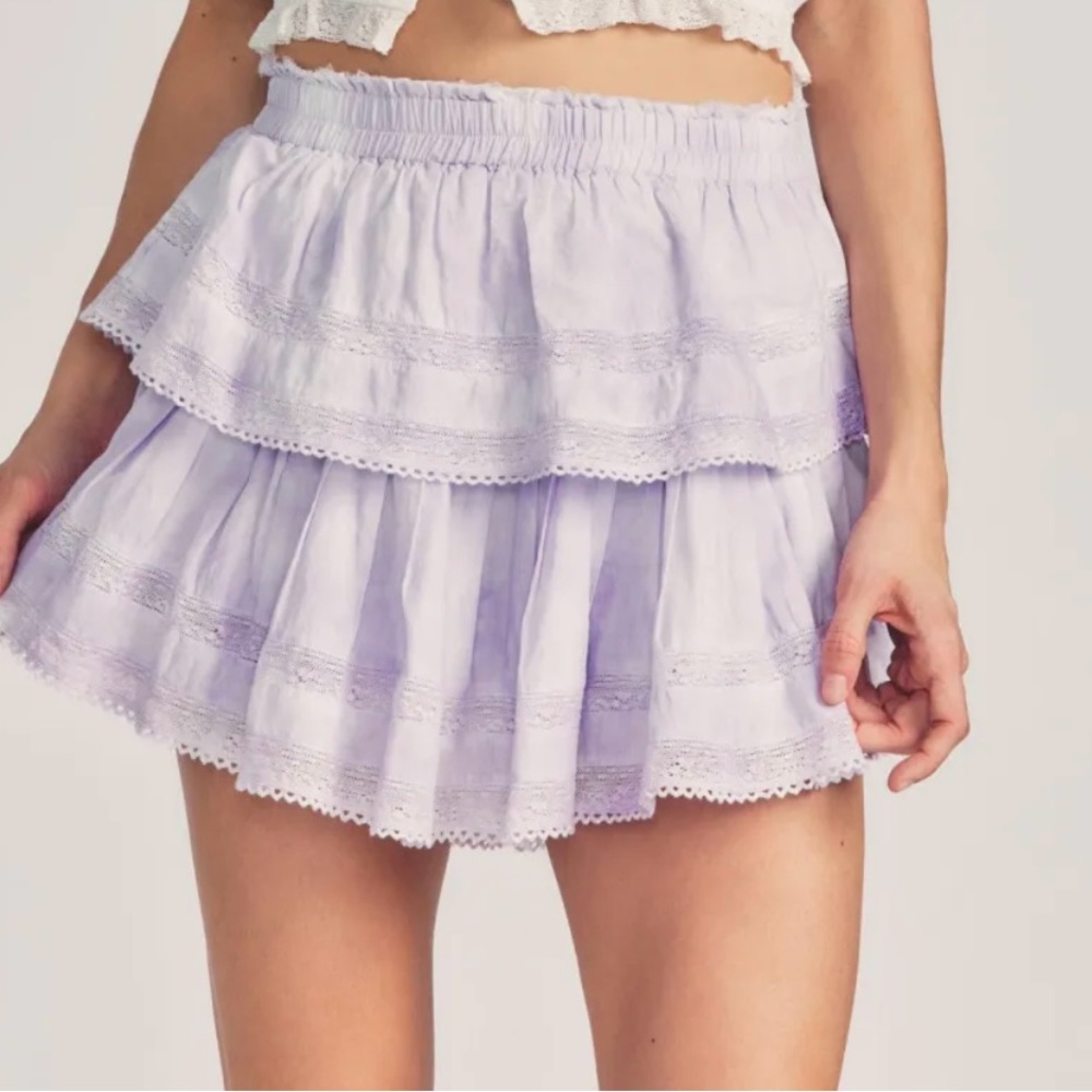LoveShackFancy Purple Mini Heritage Skirt
